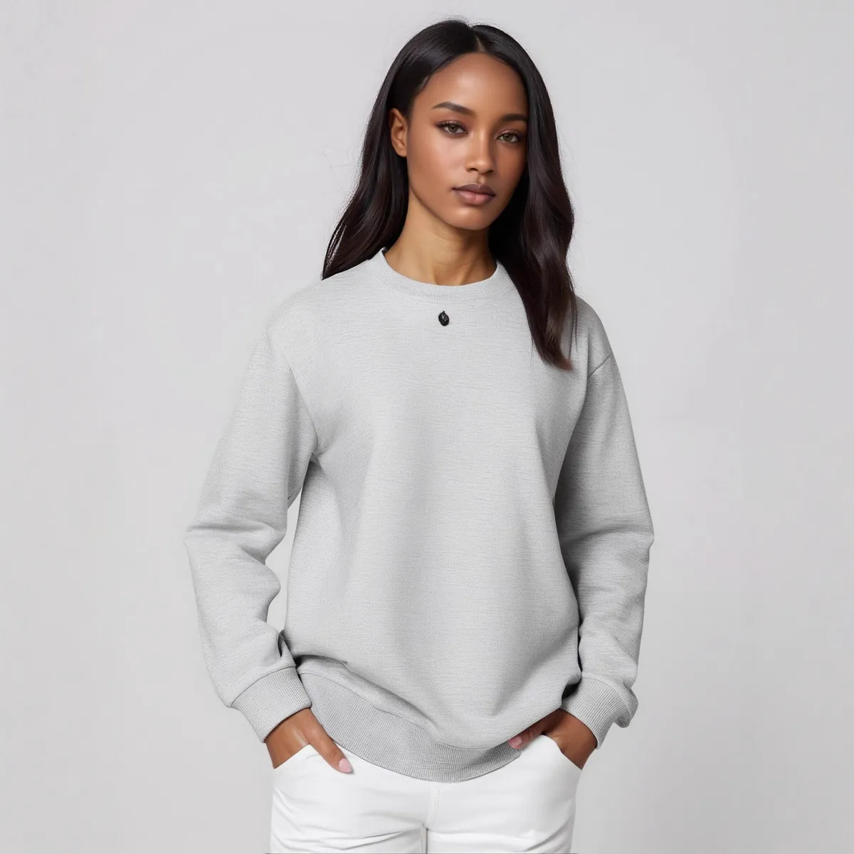 Autumn Women Casual Solid Color Crewneck Sweatshirt