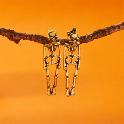 Halloween Women Fashion Exaggerated Dark Style Design Ghost Skeleton Earrings