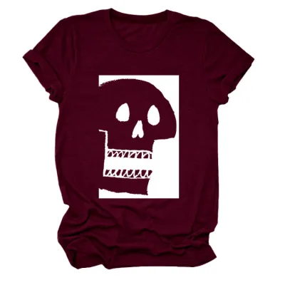Halloween Women'S Fashion Casual Skull Printed Short Sleeve T-Shirt