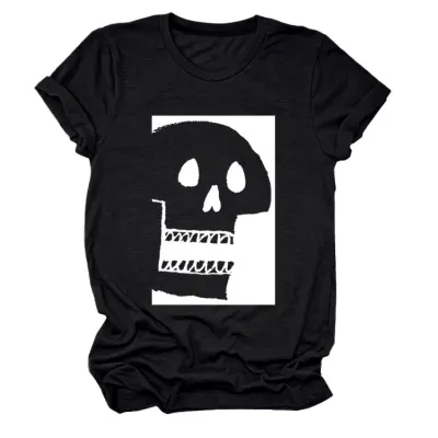 Halloween Women'S Fashion Casual Skull Printed Short Sleeve T-Shirt