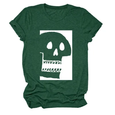 Halloween Women'S Fashion Casual Skull Printed Short Sleeve T-Shirt