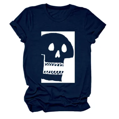 Halloween Women'S Fashion Casual Skull Printed Short Sleeve T-Shirt
