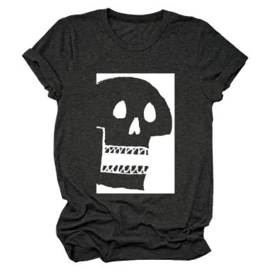 Halloween Women'S Fashion Casual Skull Printed Short Sleeve T-Shirt