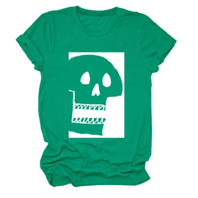 Halloween Women'S Fashion Casual Skull Printed Short Sleeve T-Shirt