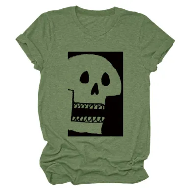 Halloween Women'S Fashion Casual Skull Printed Short Sleeve T-Shirt