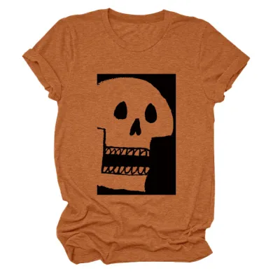 Halloween Women'S Fashion Casual Skull Printed Short Sleeve T-Shirt