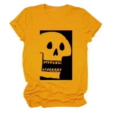 Halloween Women'S Fashion Casual Skull Printed Short Sleeve T-Shirt