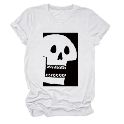 Halloween Women'S Fashion Casual Skull Printed Short Sleeve T-Shirt