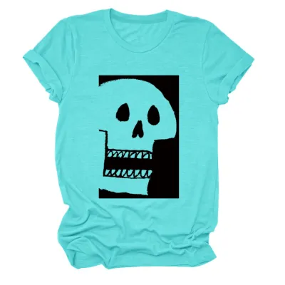 Halloween Women'S Fashion Casual Skull Printed Short Sleeve T-Shirt