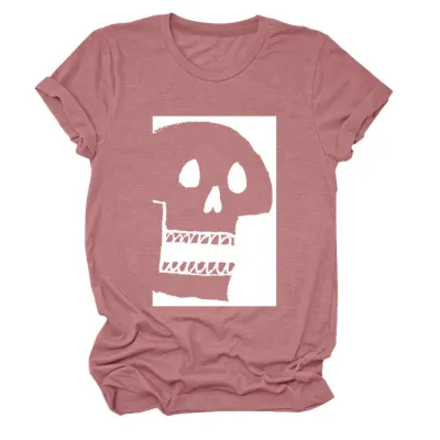 Halloween Women'S Fashion Casual Skull Printed Short Sleeve T-Shirt