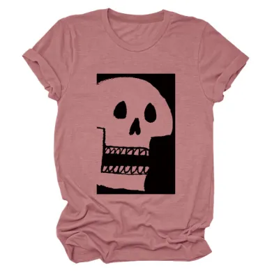 Halloween Women'S Fashion Casual Skull Printed Short Sleeve T-Shirt