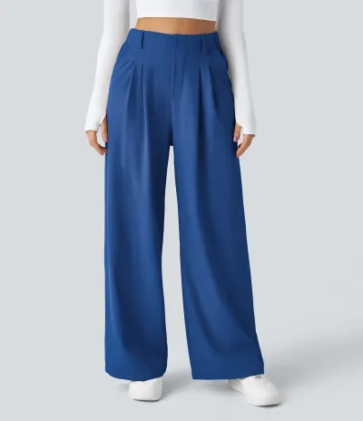 Women'S Fashion Casual Solid Color High Waist Wide Leg Loose Pants