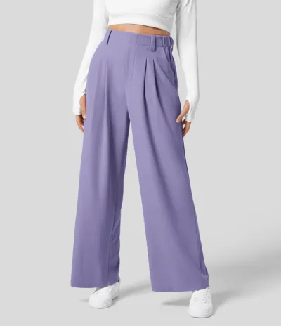Women'S Fashion Casual Solid Color High Waist Wide Leg Loose Pants