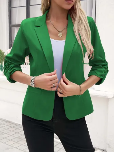 Women Fashion Casual Autumn Solid Color Business Lapel Long-Sleeve Blazer