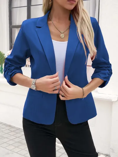 Women Fashion Casual Autumn Solid Color Business Lapel Long-Sleeve Blazer
