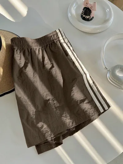 Women Fashion Casual Summer Stripe Breathable Loose Shorts