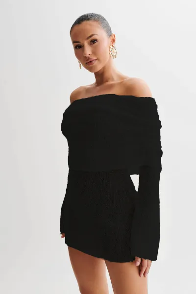 Autumn Women Fashion Off-Shoulder Long Sleeve Mini Dress