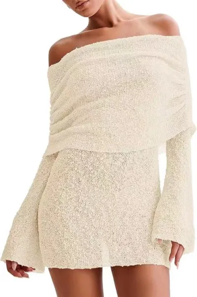 Autumn Women Fashion Off-Shoulder Long Sleeve Mini Dress