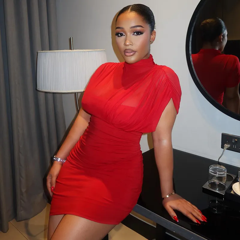 Women Sexy Solid Color Mini Dress