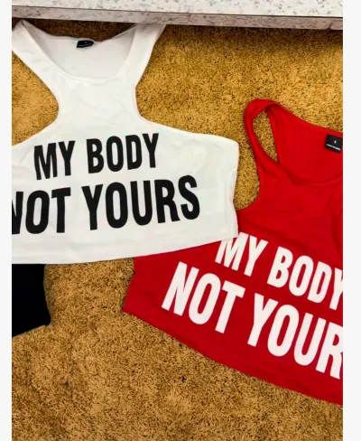 Women Fashion Sexy Letter Printed Sleeveless Crop Top