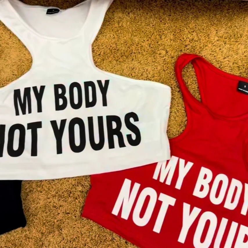 Women Fashion Sexy Letter Printed Sleeveless Crop Top