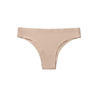 Women Fashion Sexy Solid Color Traceless Low Waist Ice Silk Panties