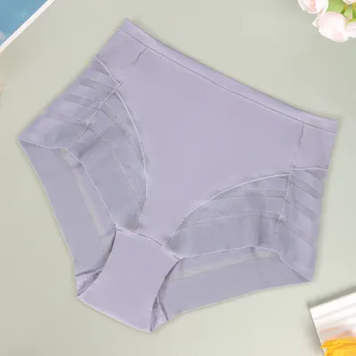 Women Fahsion Sexy Solid Color High Waist Breathable Invisible Mesh Panties