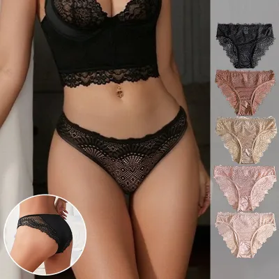 Women Fashion Sexy Solid Coloe Lace Breathable Panties
