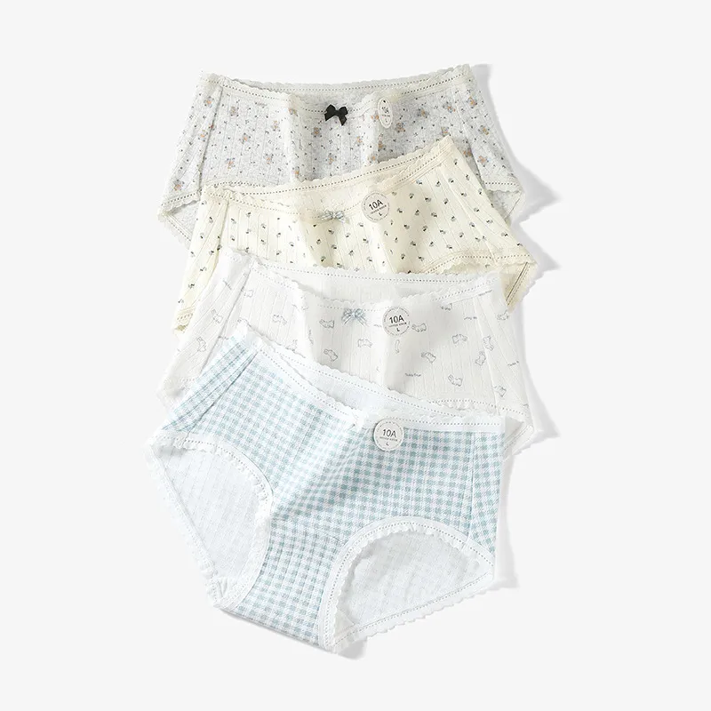 Women Fashion Flower Printed Cotton Breathable Panties