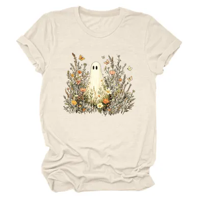 Halloween Women Fashion Casual Ghost Printed Short Sleeve T-Shirt