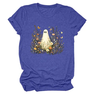 Halloween Women Fashion Casual Ghost Printed Short Sleeve T-Shirt