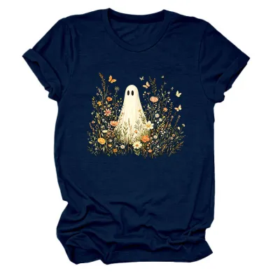 Halloween Women Fashion Casual Ghost Printed Short Sleeve T-Shirt