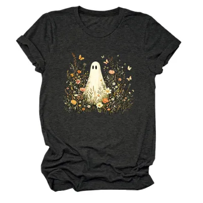 Halloween Women Fashion Casual Ghost Printed Short Sleeve T-Shirt
