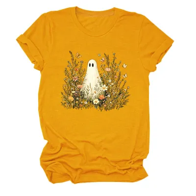 Halloween Women Fashion Casual Ghost Printed Short Sleeve T-Shirt