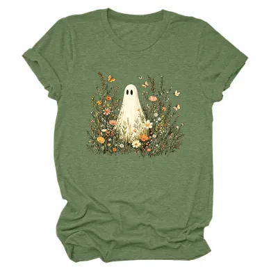 Halloween Women Fashion Casual Ghost Printed Short Sleeve T-Shirt