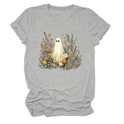 Halloween Women Fashion Casual Ghost Printed Short Sleeve T-Shirt