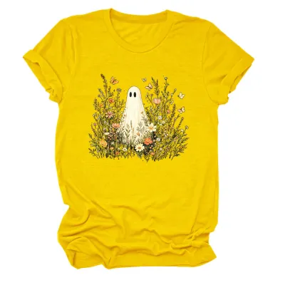 Halloween Women Fashion Casual Ghost Printed Short Sleeve T-Shirt