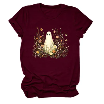 Halloween Women Fashion Casual Ghost Printed Short Sleeve T-Shirt