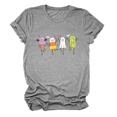 Halloween Women Fashion Casual Ghost Printed Short-Sleeve T-Shirt