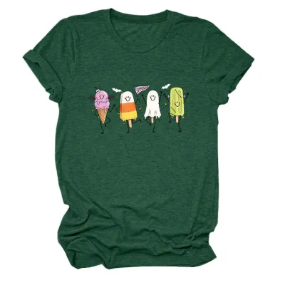 Halloween Women Fashion Casual Ghost Printed Short-Sleeve T-Shirt