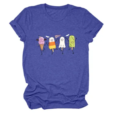 Halloween Women Fashion Casual Ghost Printed Short-Sleeve T-Shirt