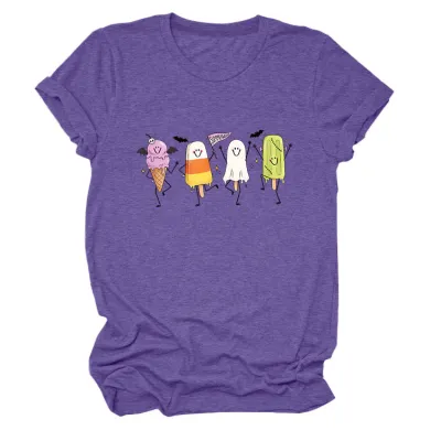 Halloween Women Fashion Casual Ghost Printed Short-Sleeve T-Shirt