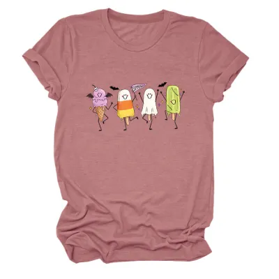 Halloween Women Fashion Casual Ghost Printed Short-Sleeve T-Shirt