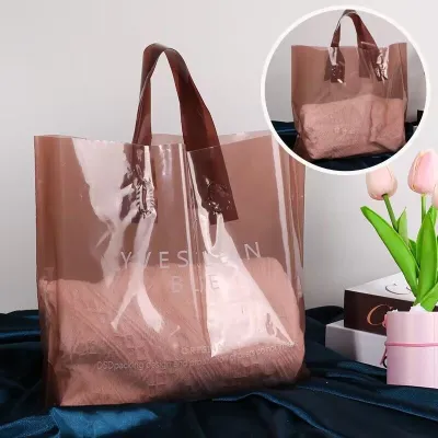 Fashion Casual 50*40*10cm Transparent Pe Plastic Portable Shopping Bag 50pcs/Pack