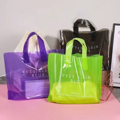 Fashion Casual 45*35*10cm Transparent Pe Plastic Portable Shopping Bag 50pcs/Pack