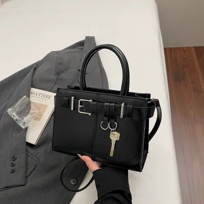 Women Fashion Casual Retro Solid Color Portable Small Square Handbag