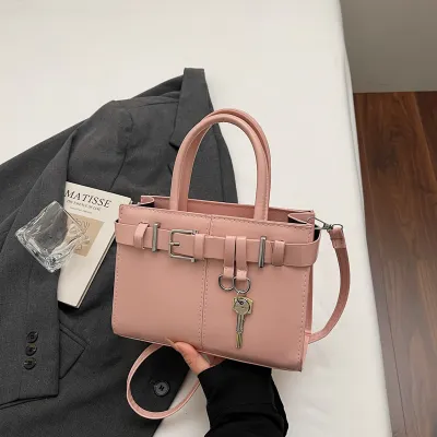 Women Fashion Casual Retro Solid Color Portable Small Square Handbag