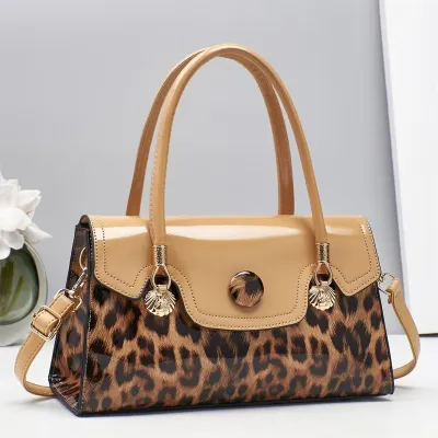 Women Fashion Casual Leopard Stitching Handbag