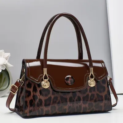 Women Fashion Casual Leopard Stitching Handbag