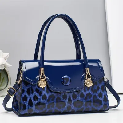 Women Fashion Casual Leopard Stitching Handbag